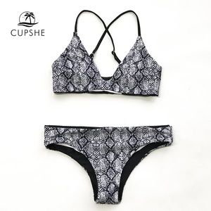 Snakeskin reversible bikini set